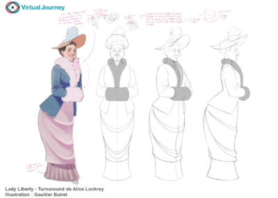 Lady Liberty - Character Design pour expérience de réalité virtuelle - Turnaround d'Alice Lockroy