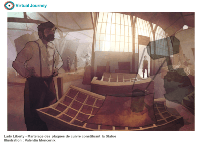 Lady Liberty - Concept Art pour expérience de réalité virtuelle - Martelage du cuivre dans les ateliers de construction de la Statue de la Liberté à Paris